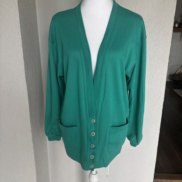 Vint Koret Francisca Made In USA Green Cardigan Sweatshirt - Petite Small (8-10) - Picture 6 of 8
